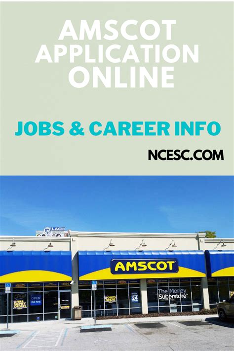 Amscot careers - Aug 22, 2023 · Amscot salaries. 6.4. Salary Score. The average an Amscot salary in the United States is $45,698 per year. Amscot employees in the top 10 percent can make over $91,000 per year, while Amscot employees at the bottom 10 percent earn less than $22,000 per year. 